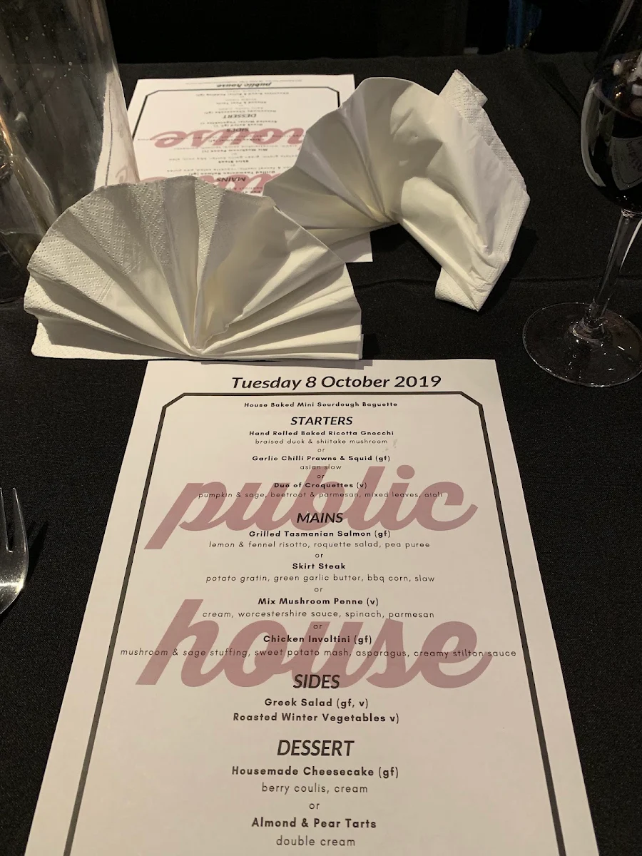 Menu, Public House