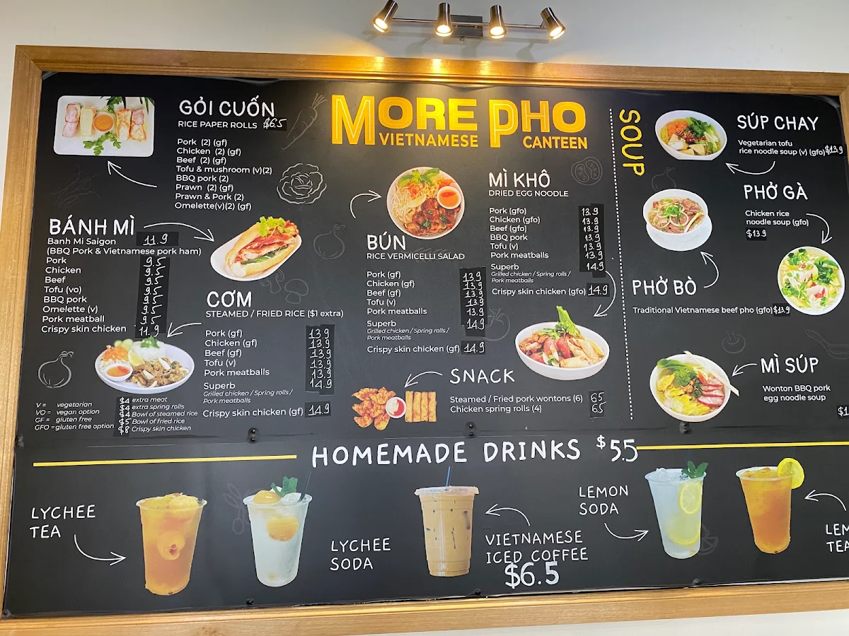 Menu, Mo'Pho Vietnamese Canteen