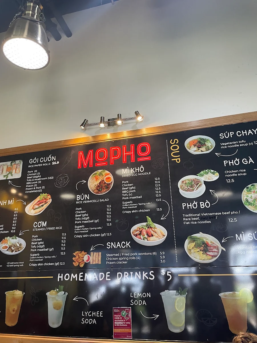 Menu, Mo'Pho Vietnamese Canteen