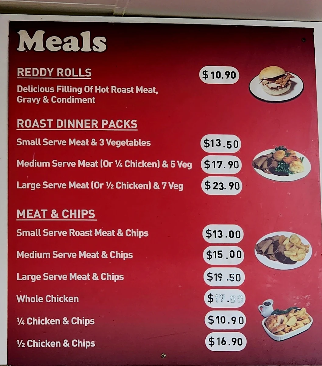 Menu, Reddy Roasts Cranbourne Central