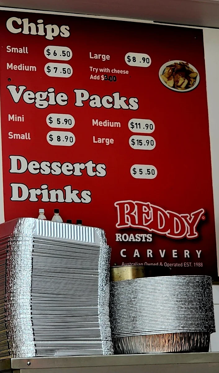 Menu, Reddy Roasts Cranbourne Central