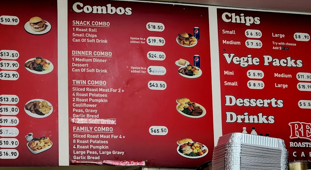 Menu, Reddy Roasts Cranbourne Central