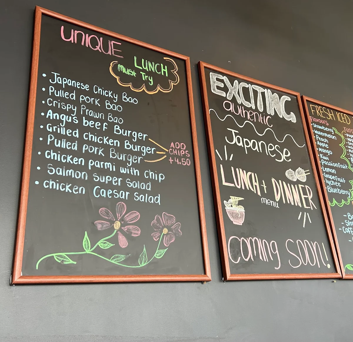 Menu, Sullies Kiosk