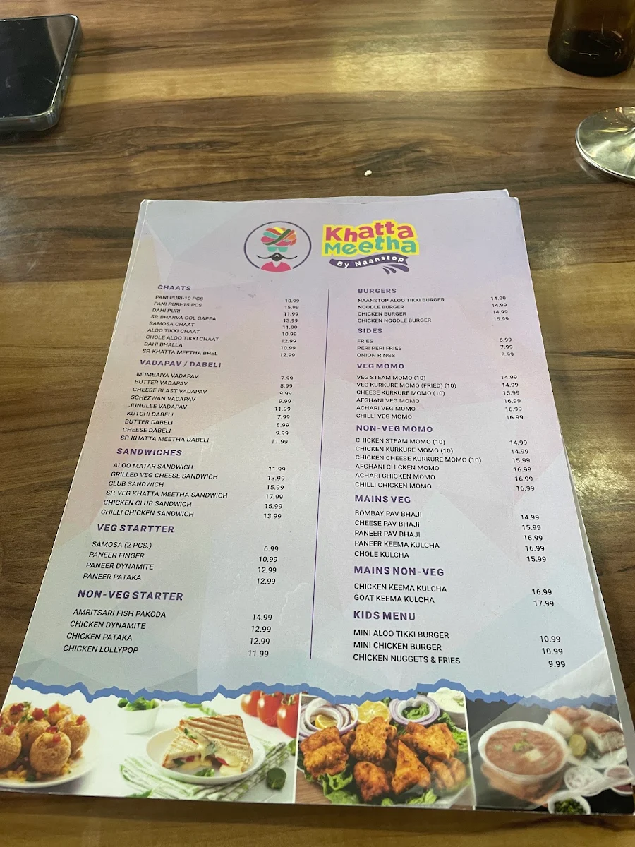 Menu, Khatta Meetha by NaanStop