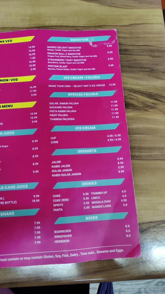 Menu, Khatta Meetha by NaanStop