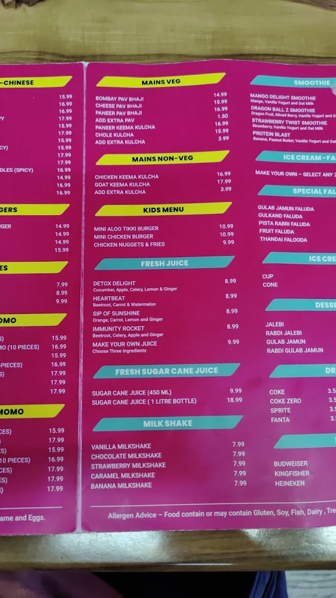 Menu, Khatta Meetha by NaanStop
