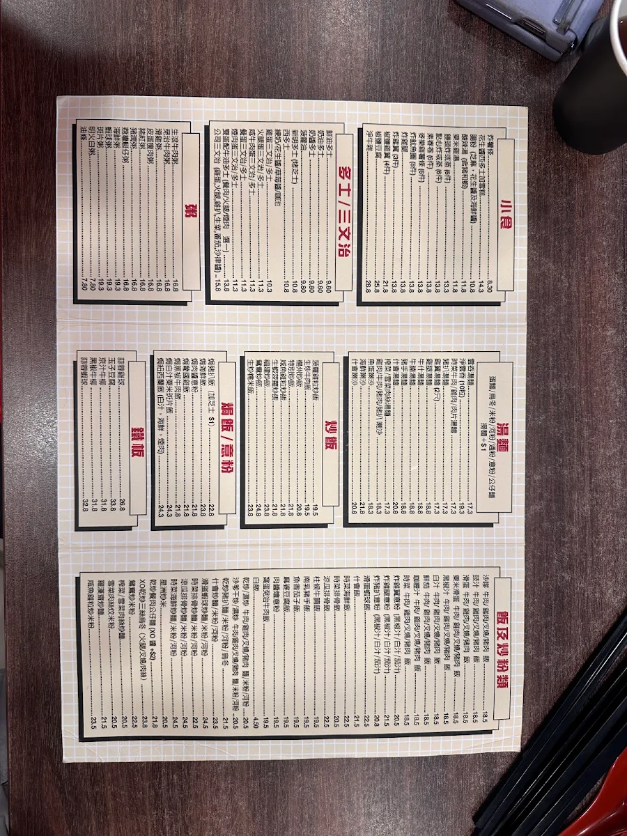 Menu, Sun Ming Hurstville Restaurant