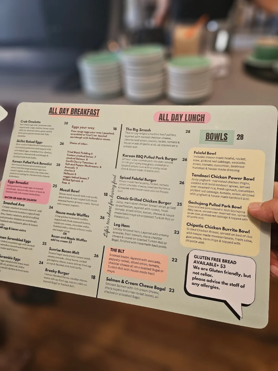 Menu, The Black Pudding Cafe