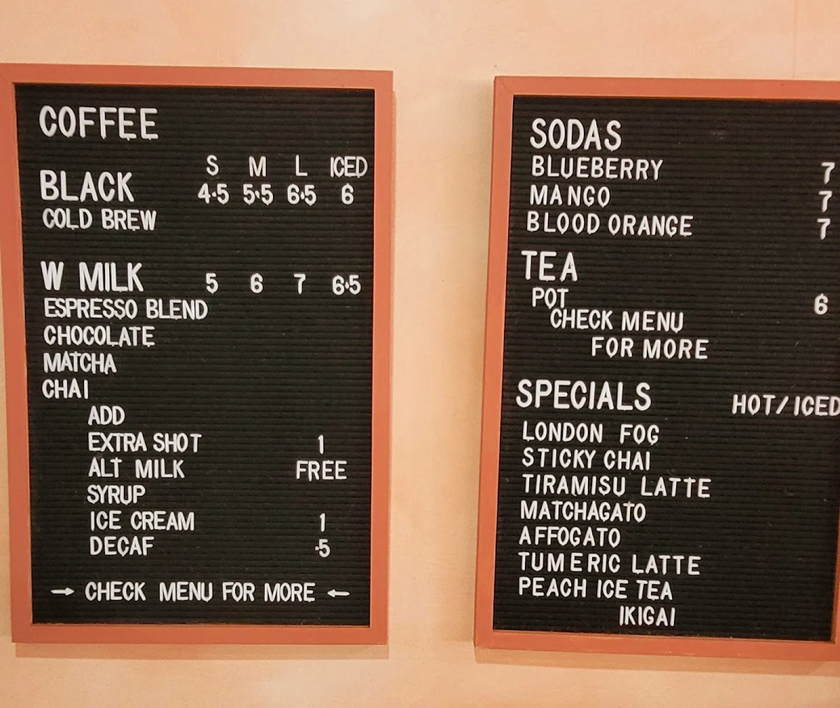 Menu, Ikigai Cafe and Workshop