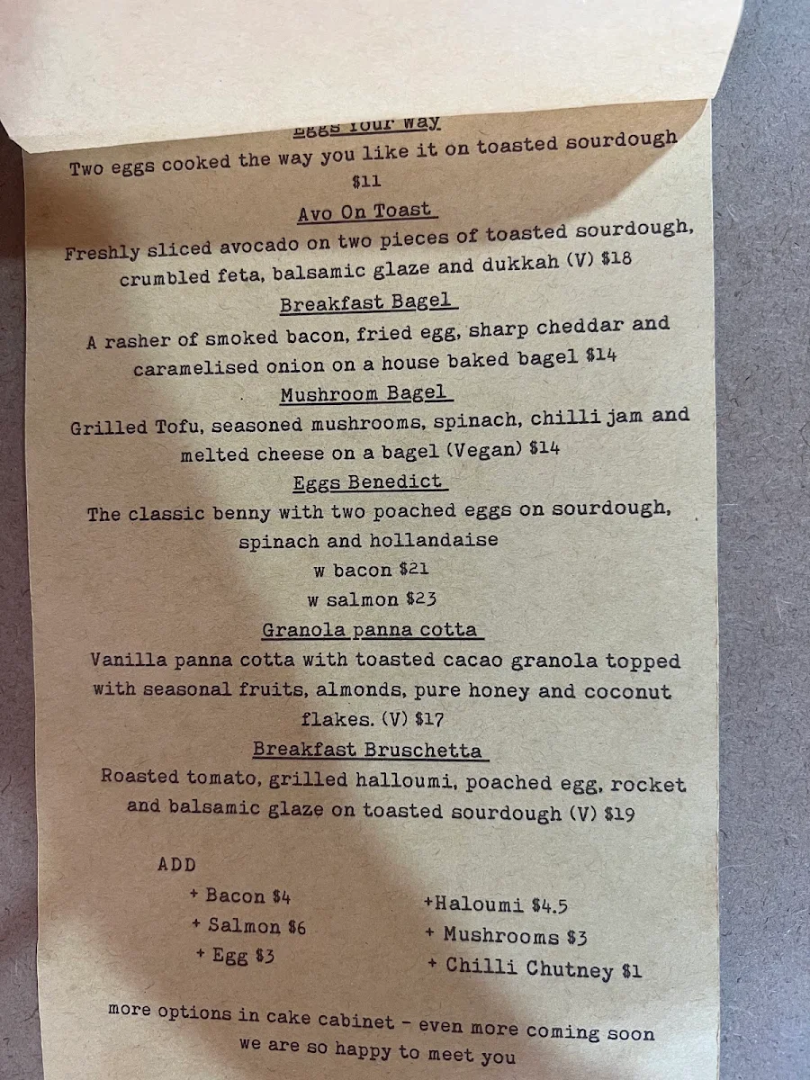 Menu, Ikigai Cafe and Workshop