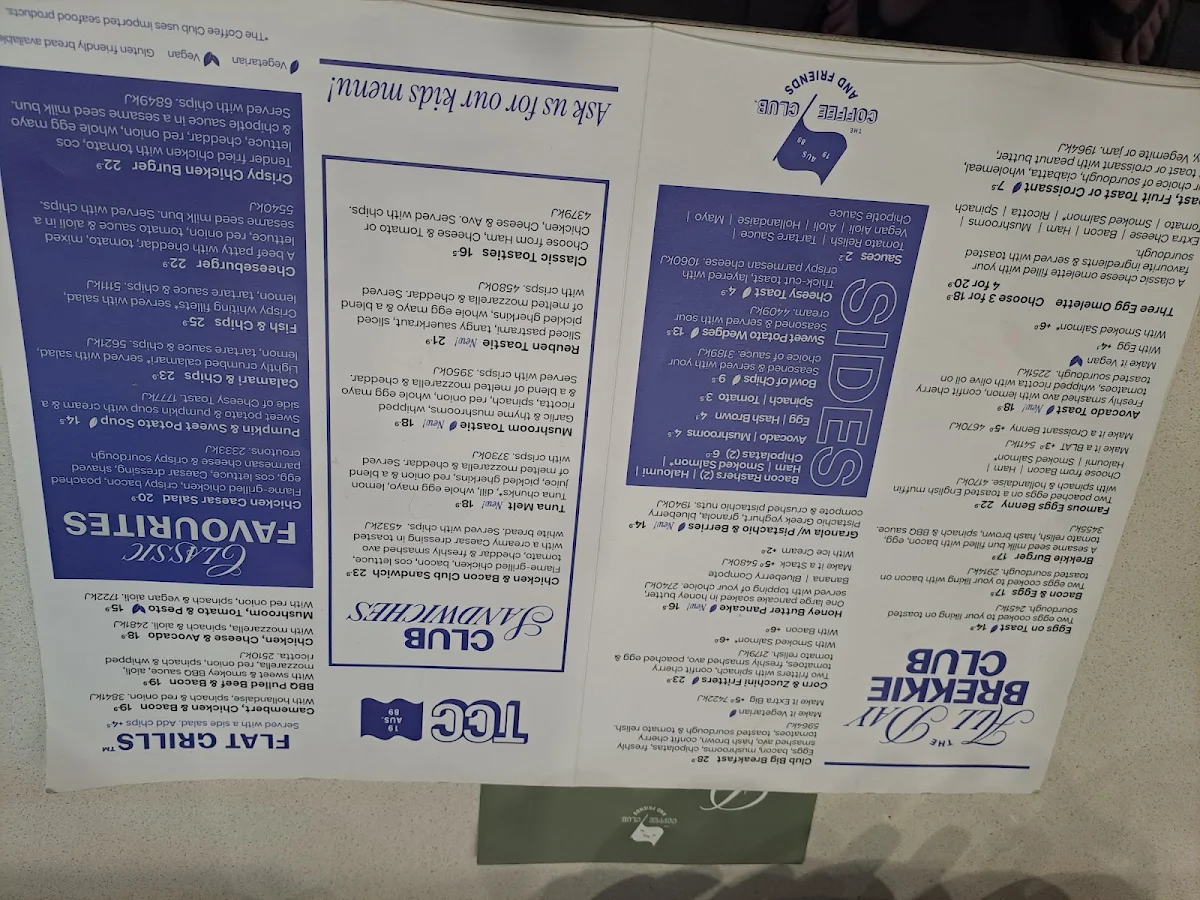 Menu, The Coffee Club Café - Hervey Bay