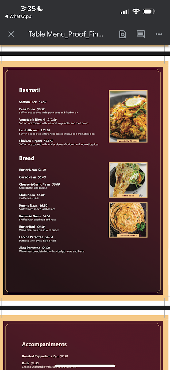 Menu, Indian Star | Award winning Restaurant and takeaway Moonee Ponds