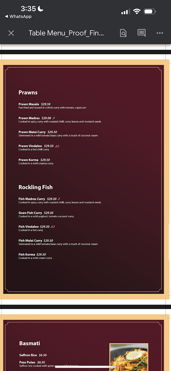 Menu, Indian Star | Award winning Restaurant and takeaway Moonee Ponds