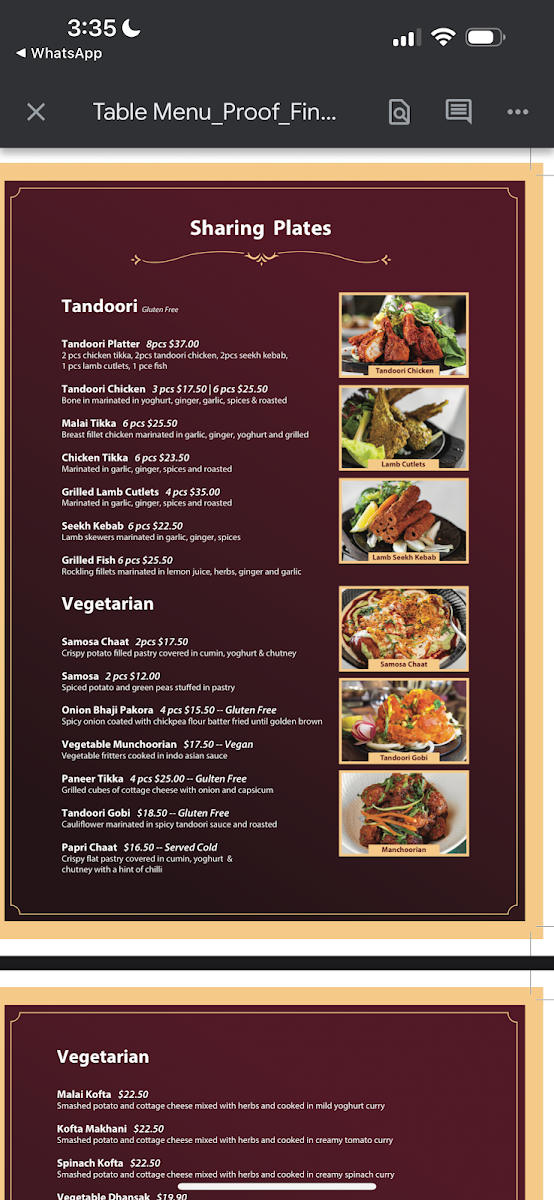 Menu, Indian Star | Award winning Restaurant and takeaway Moonee Ponds