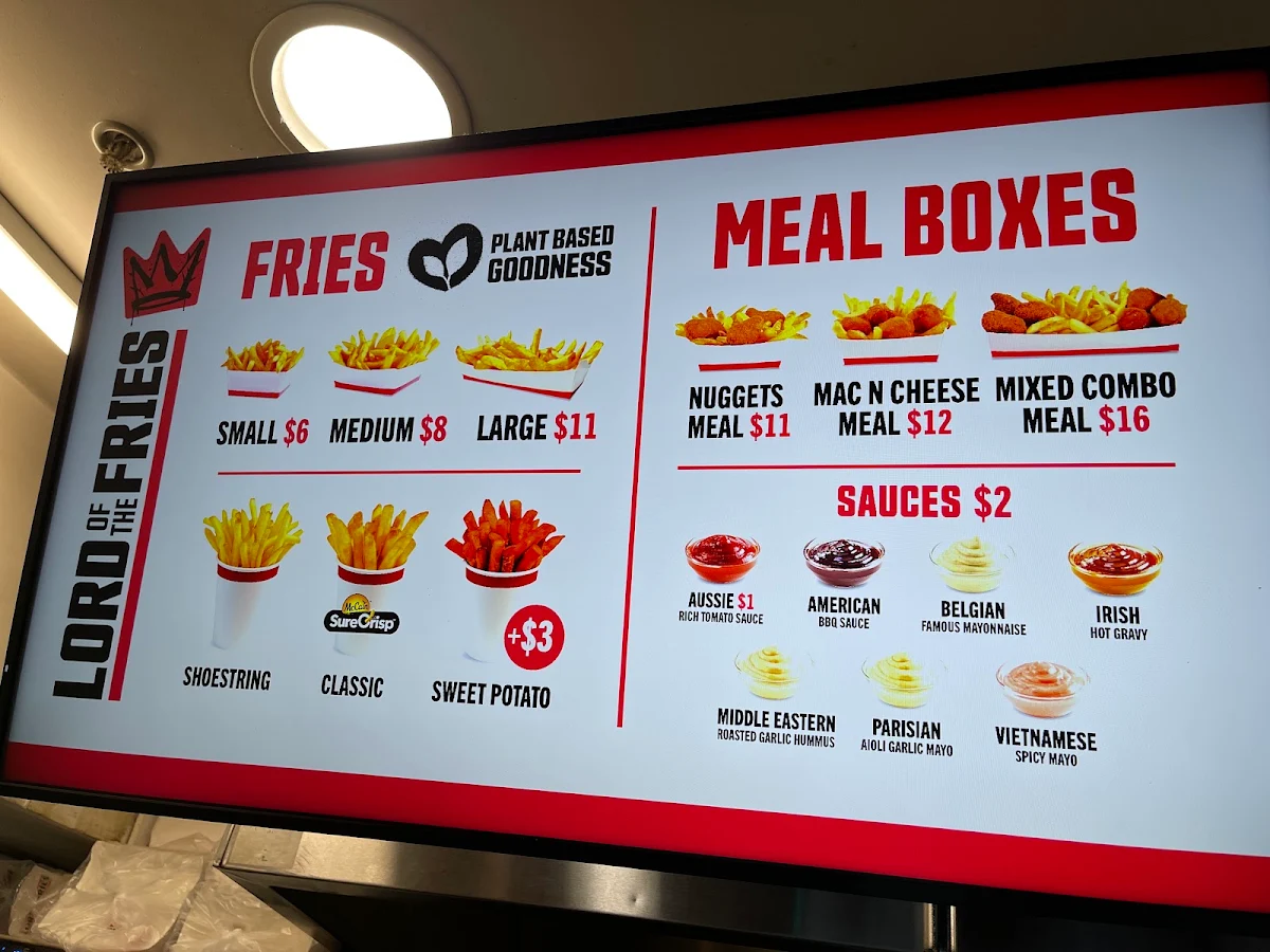 Menu, Lord of The Fries - Flinders Street