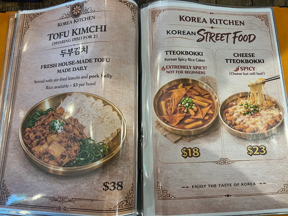 Menu, korea kitchen