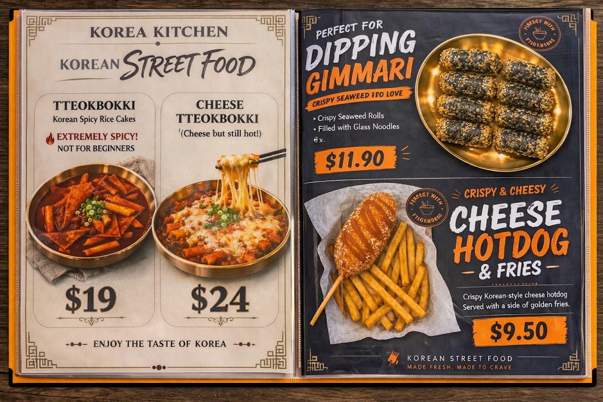 Menu, korea kitchen