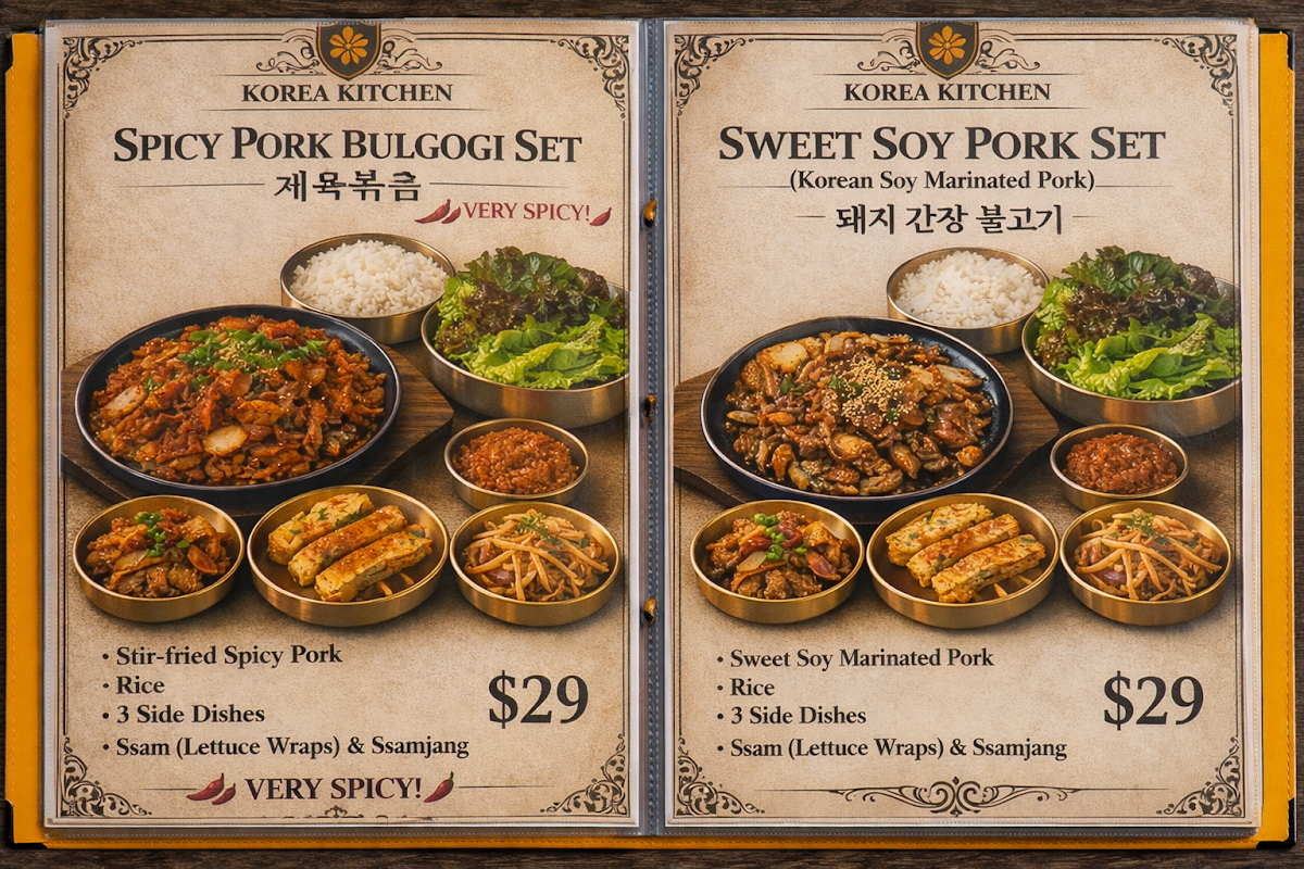 Menu, korea kitchen