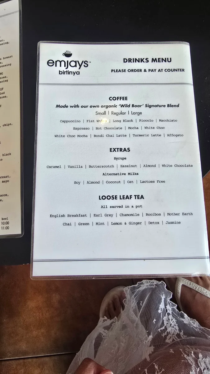 Menu, Emjays Birtinya