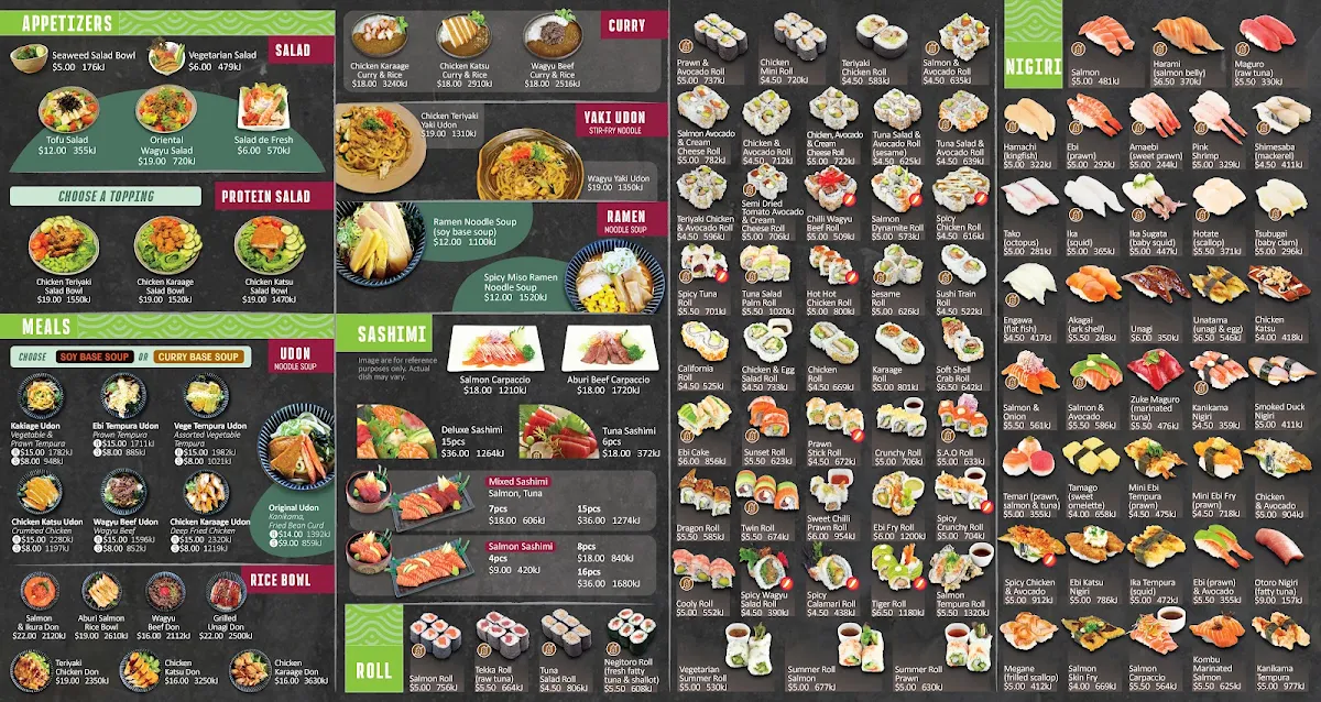 Menu, Sushi Train Coomera