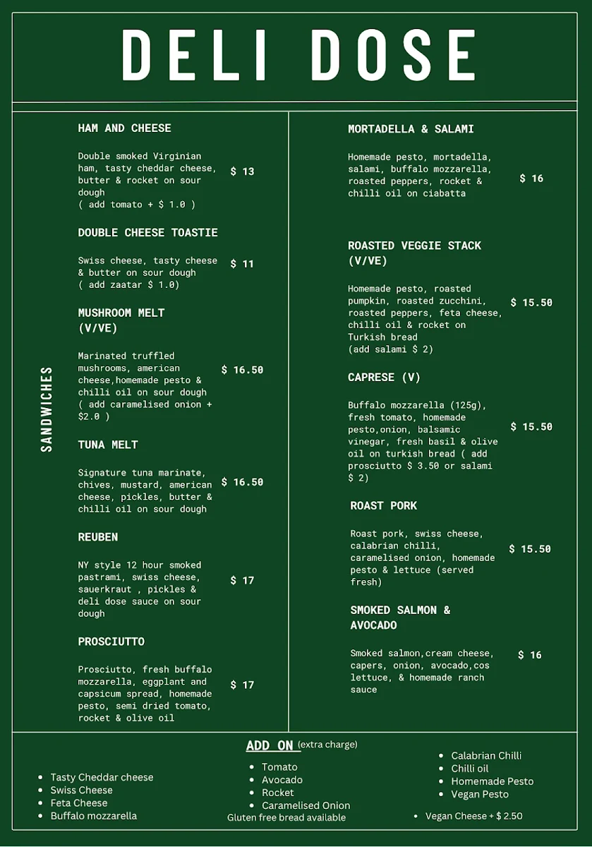 Menu, Deli Dose