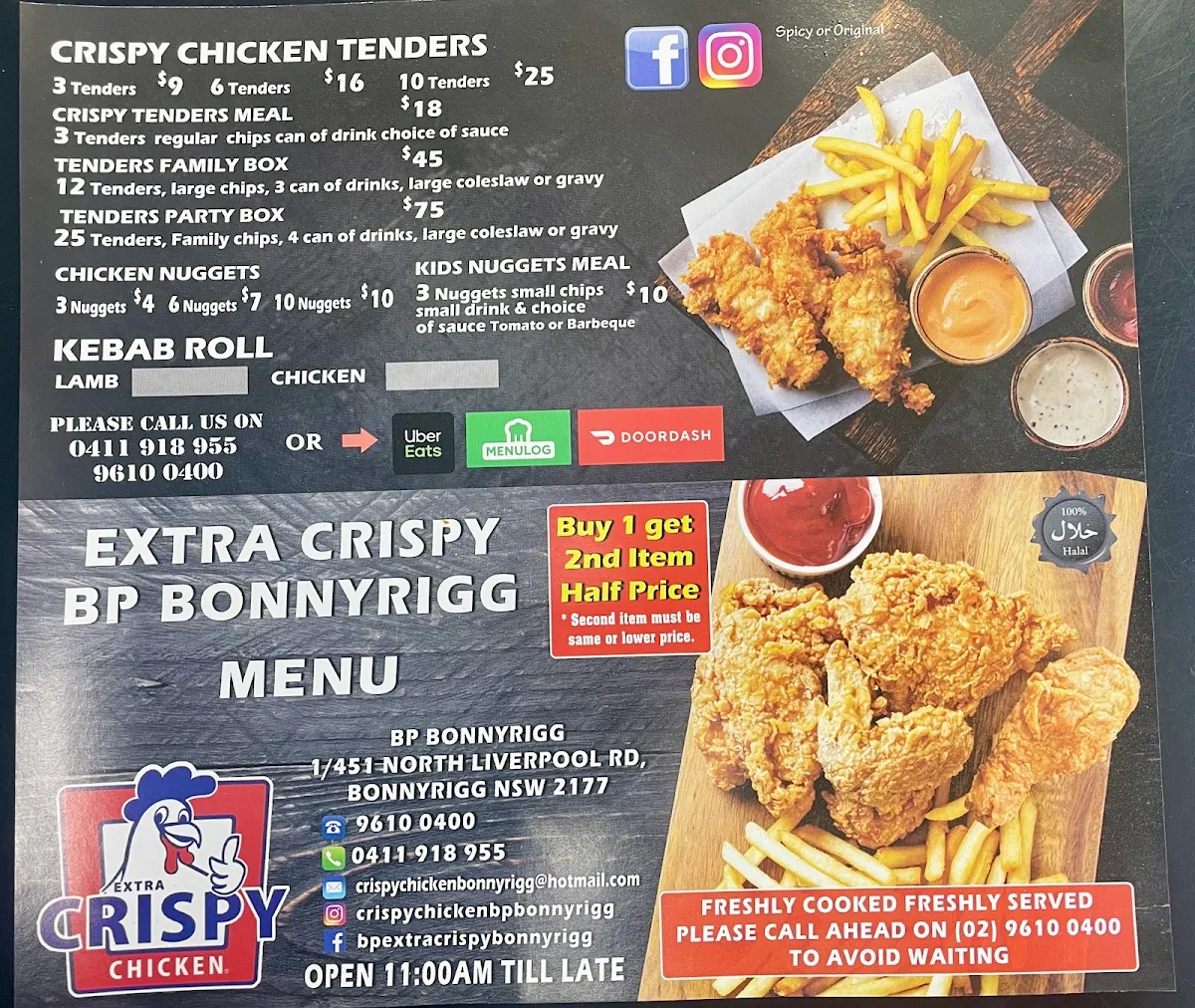Menu, Extra Crispy Bp Bonnyrigg