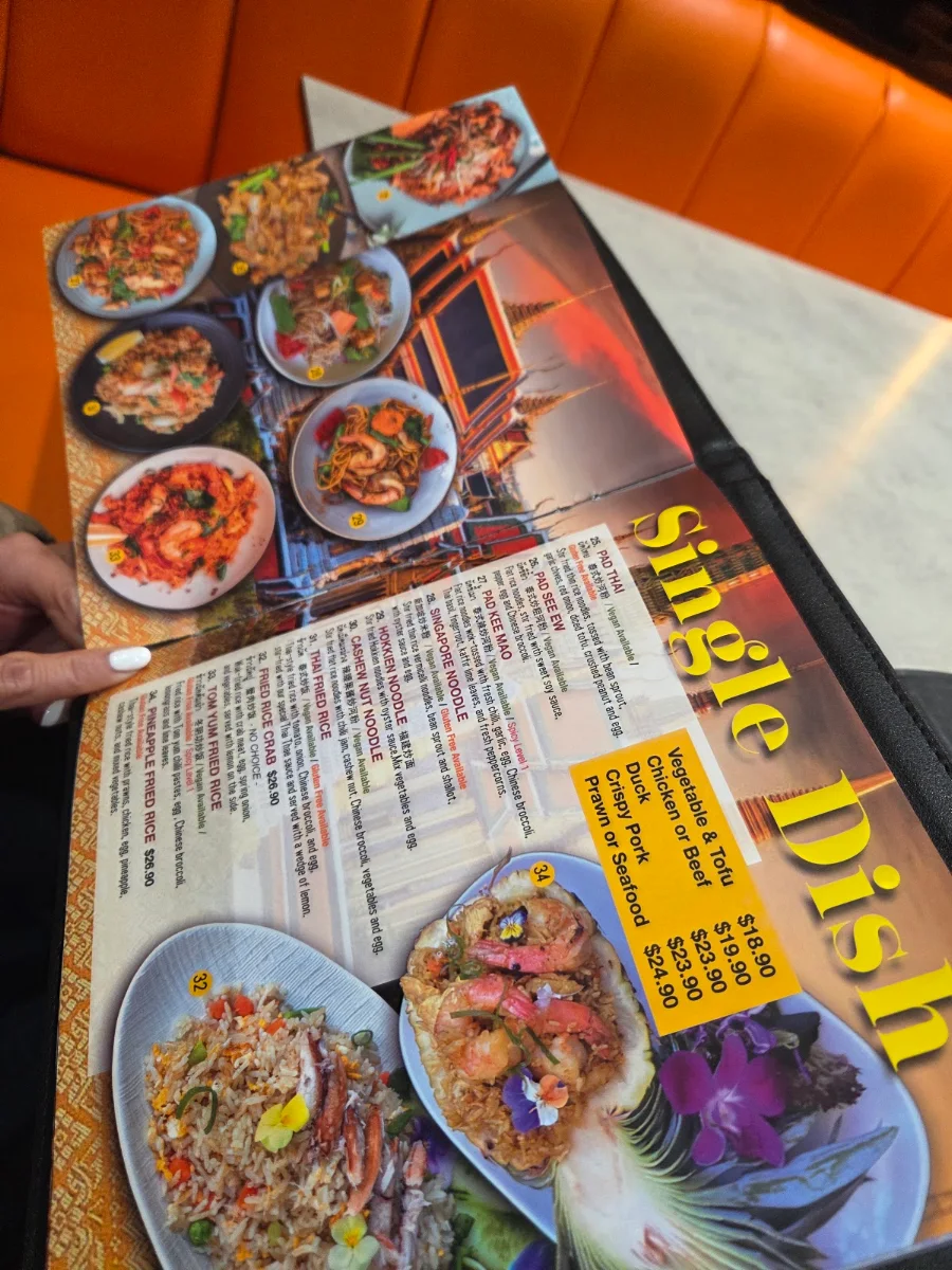 Menu, Thai Thae Hurstville