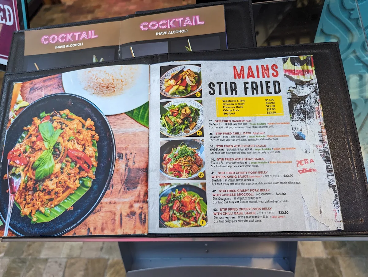 Menu, Thai Thae Hurstville