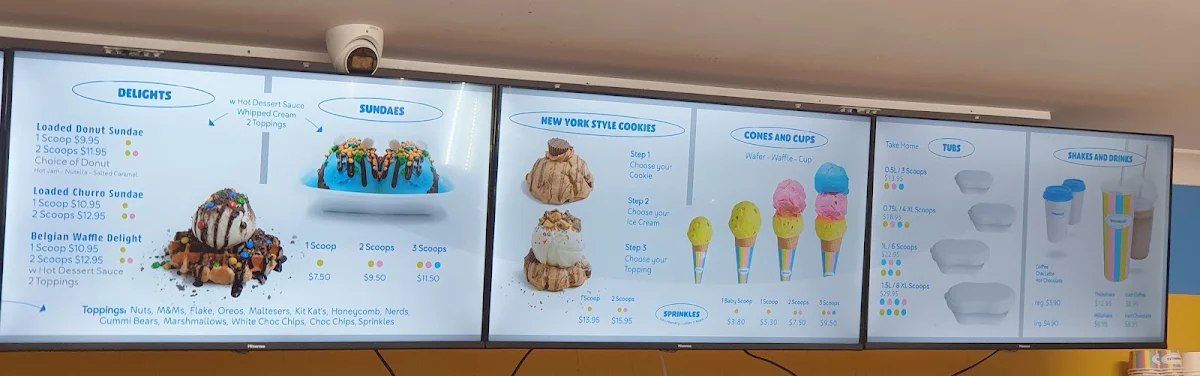 Menu, Sprinkles Ice Creamery