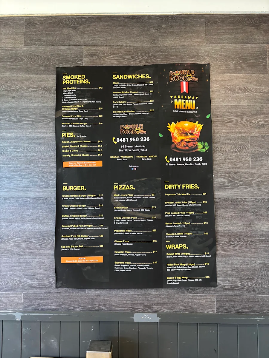 Menu, Doubleduck Smokehouse