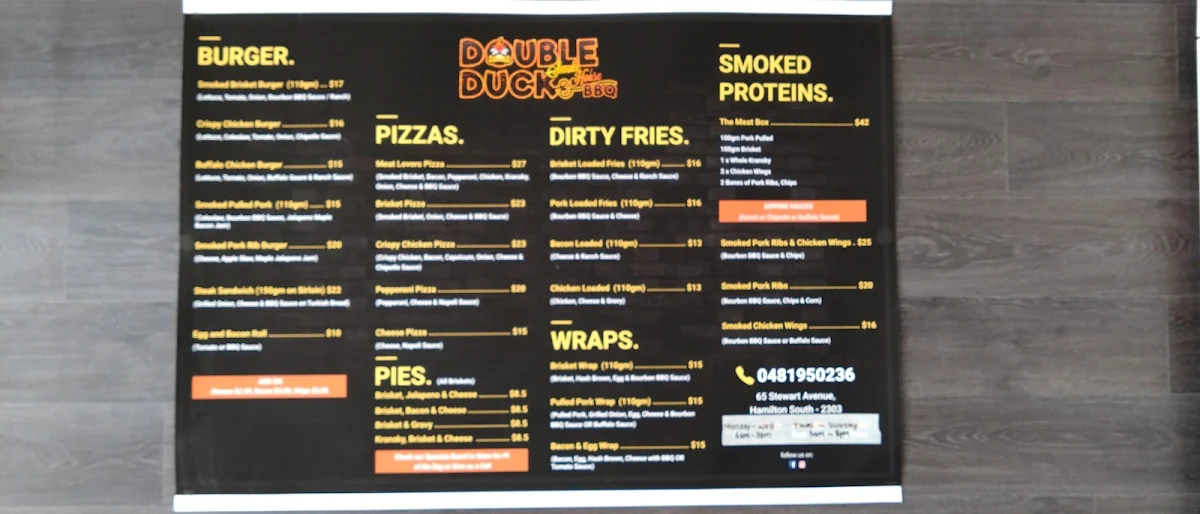 Menu, Doubleduck Smokehouse