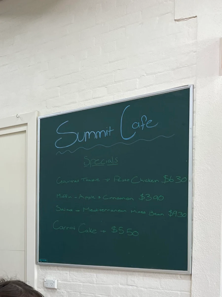 Menu, Summit Cafe