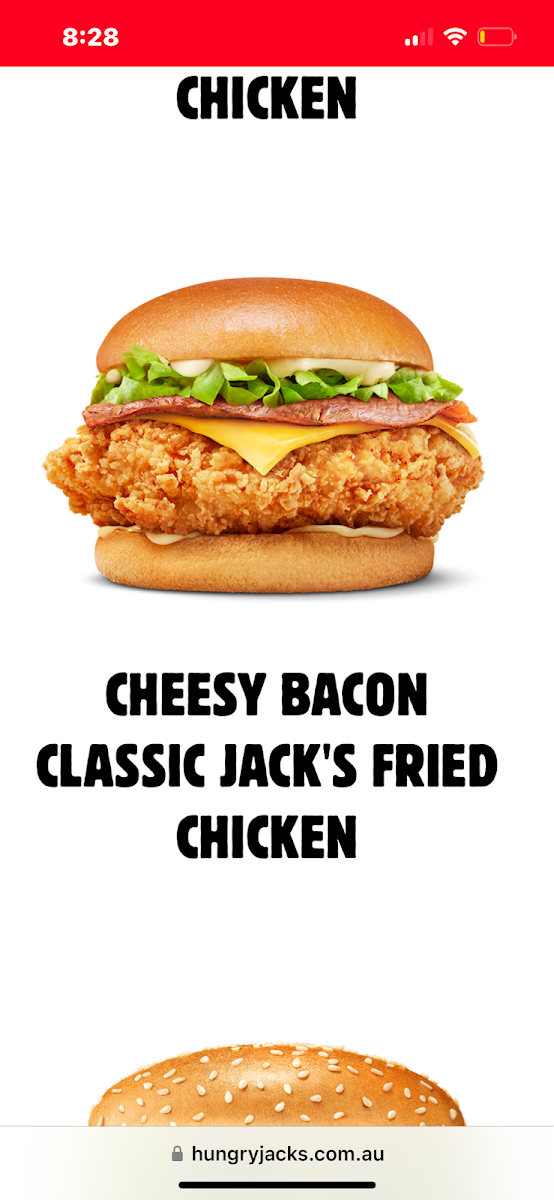 Menu, Hungry Jack's Burgers Tumbi Umbi