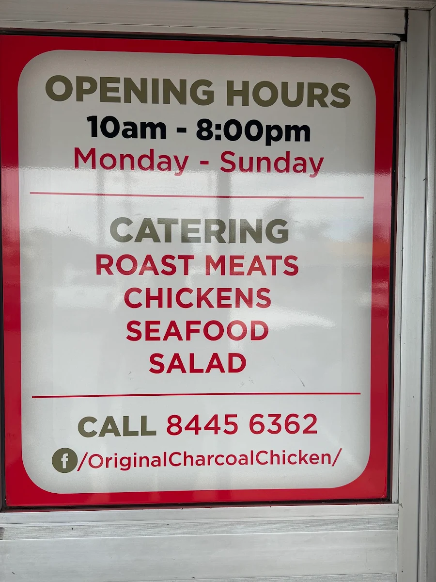 Menu, Original Charcoal Chicken