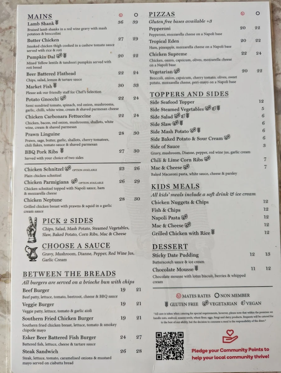 Menu, Eden Brewhouse