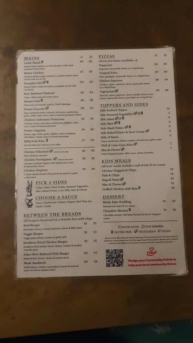 Menu, Eden Brewhouse