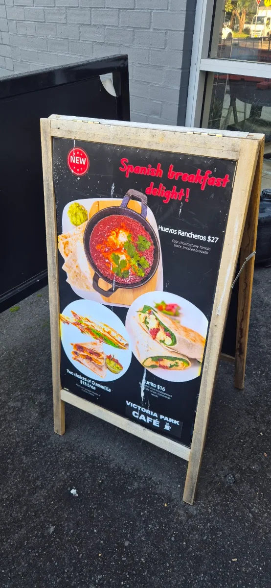 Menu, Victoria Park Cafe