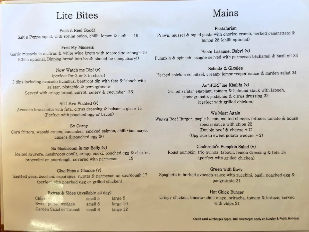 Menu, Second Home Cafe - Baulkham Hills