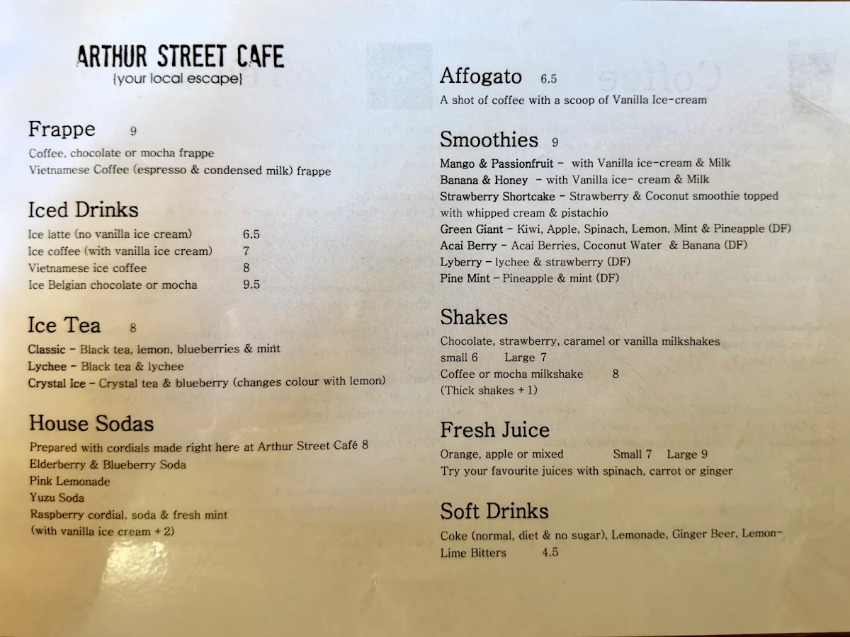 Menu, Second Home Cafe - Baulkham Hills