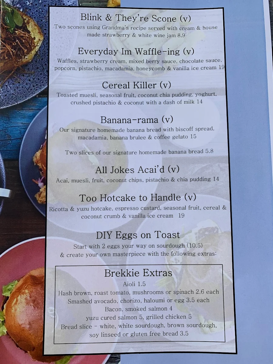 Menu, Second Home Cafe - Baulkham Hills