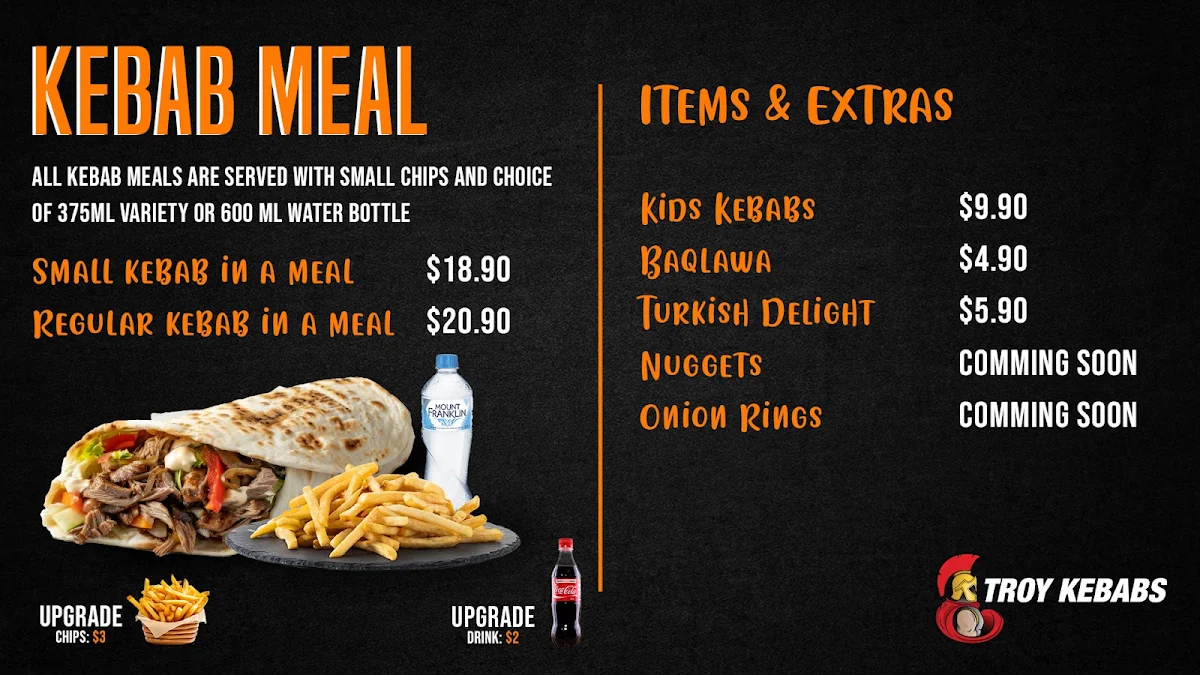 Menu, Troy Kebabs