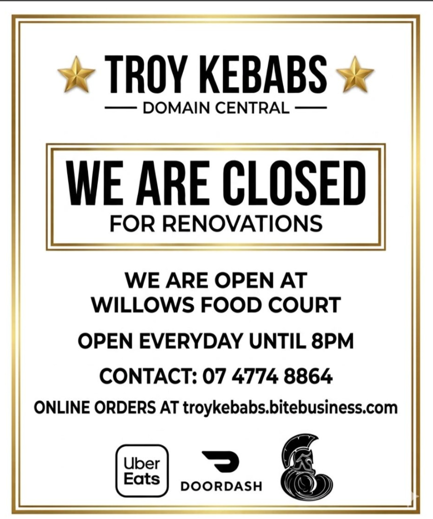 Menu, Troy Kebabs