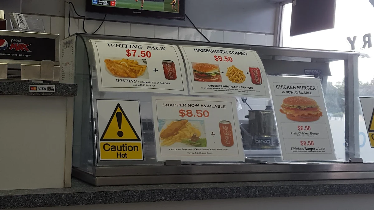 Menu, Clayton Fish & Chips