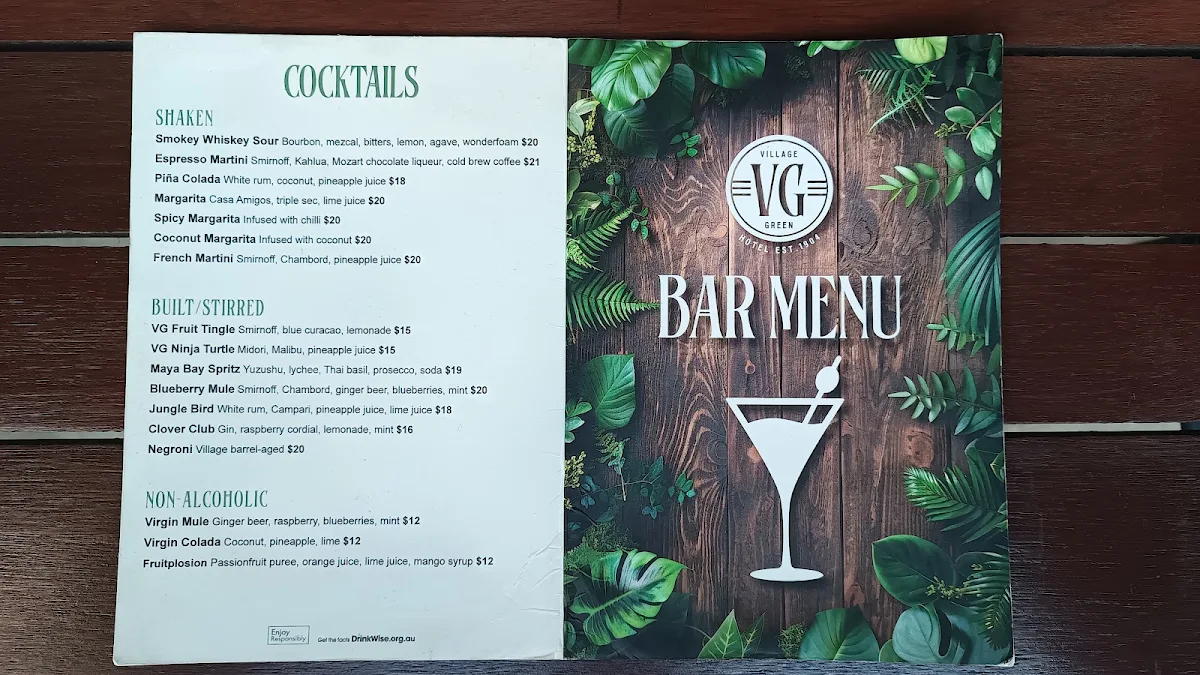 Menu, Village Green Hotel
