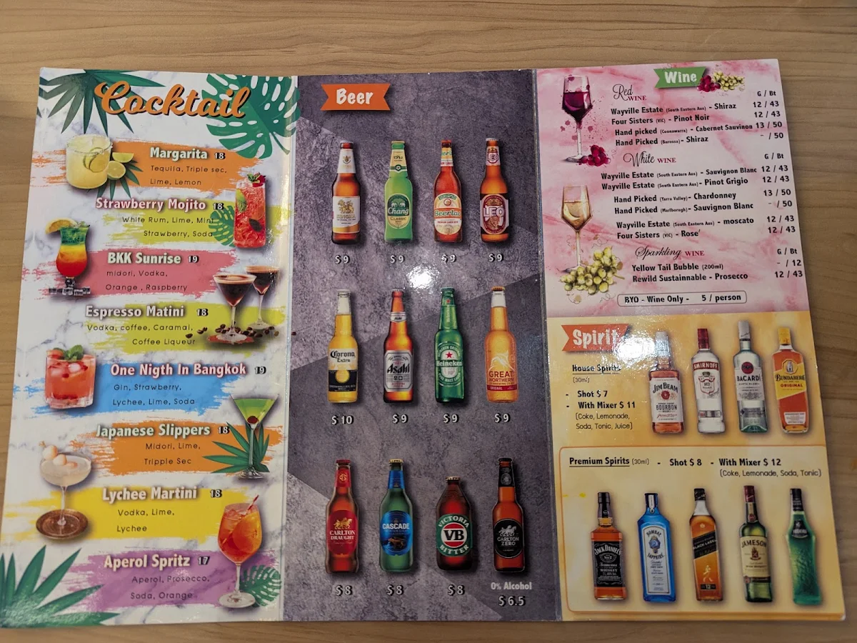 Menu, Ms BKK Torquay Thai Kitchen