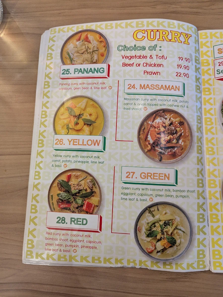 Menu, Ms BKK Torquay Thai Kitchen