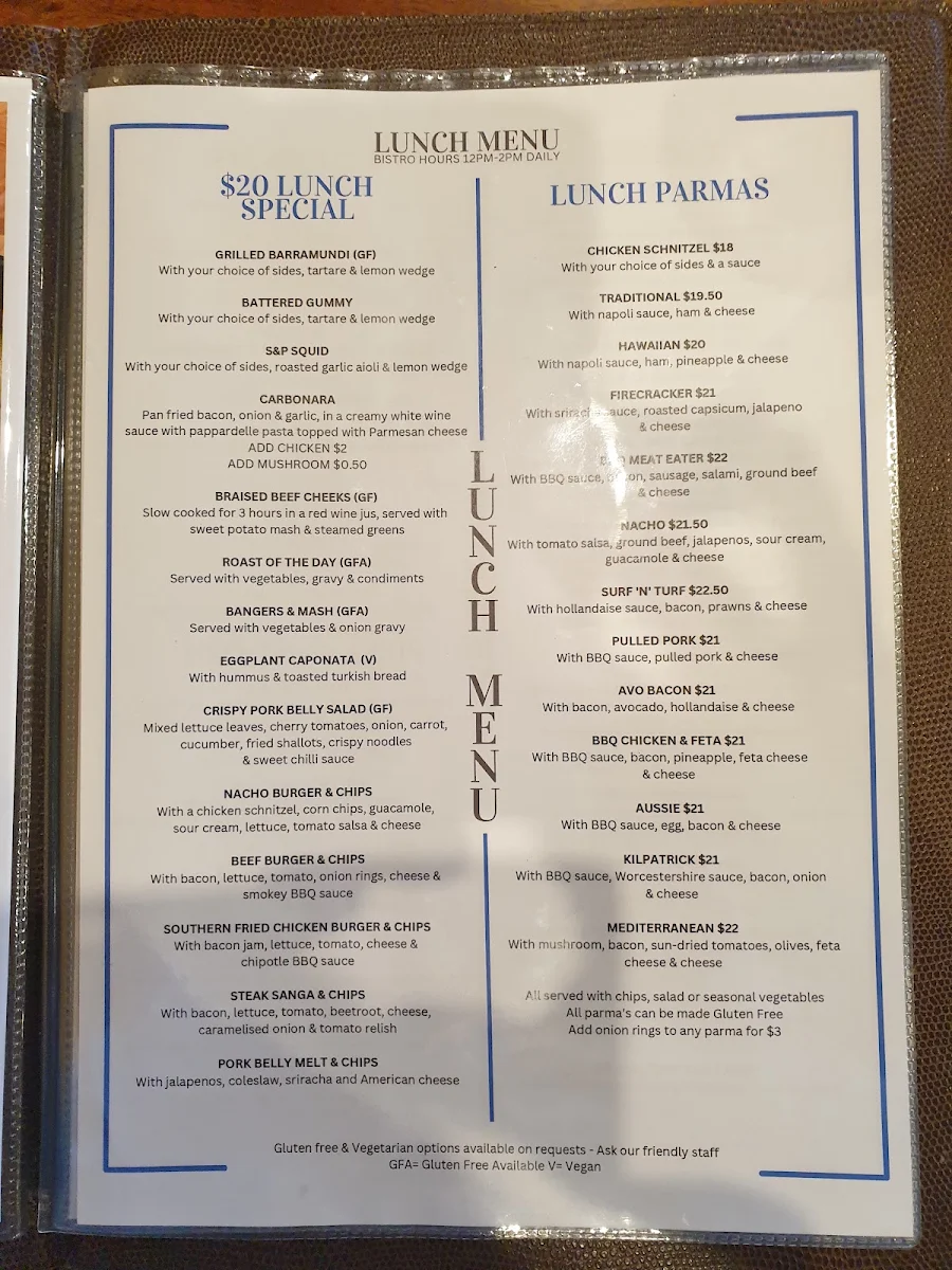 Menu, Sporting Legends