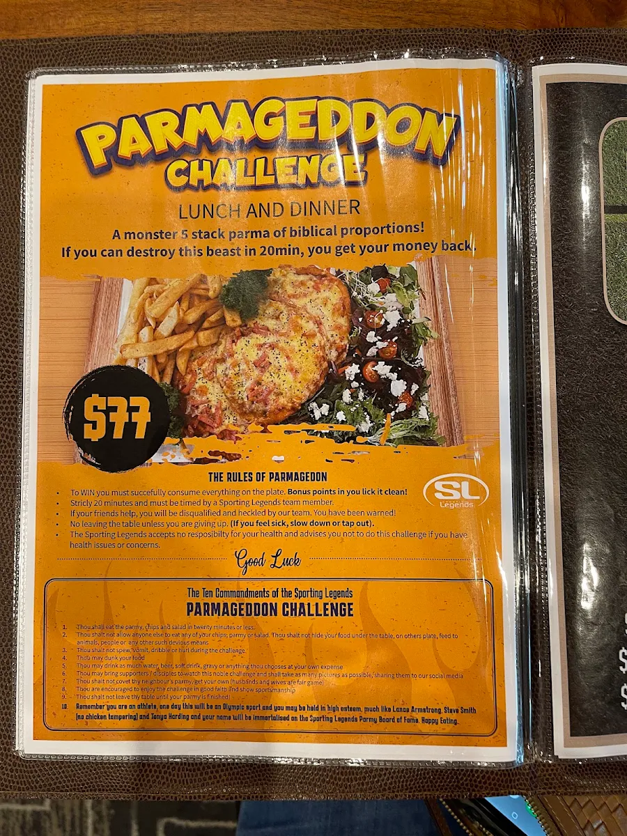 Menu, Sporting Legends