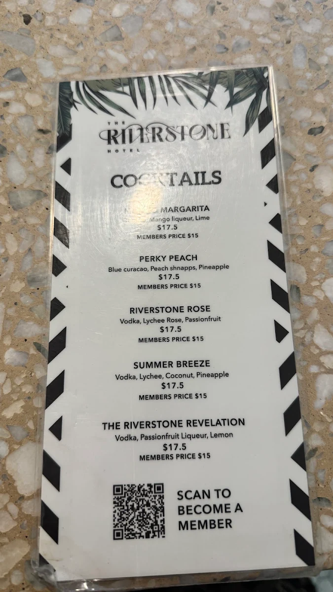 Menu, Riverstone Hotel