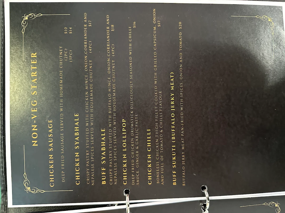 Menu, Early Bird Nepalese Restaurant